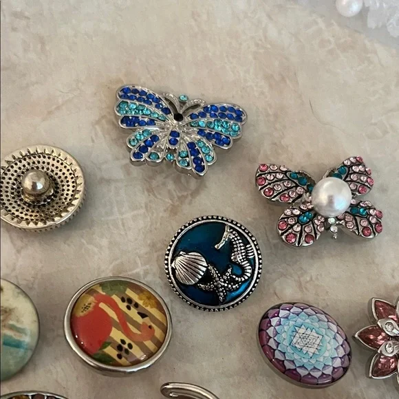 Colorful Snap Button Charms Collection Rings - Picture 3 of 6